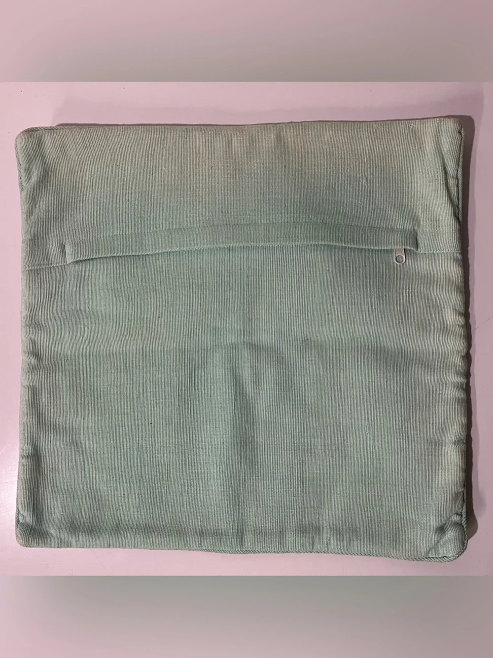 Vintage handwoven cotton 18x18 pillow sham, pastel geometric, made in India